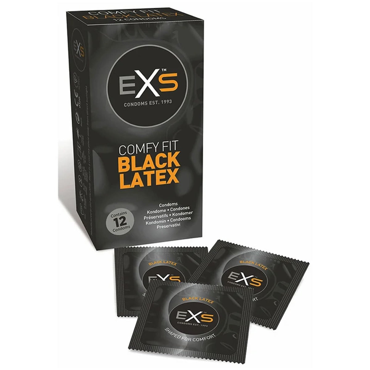 Condoms EXS Black Latex  Condoms 12 pack   