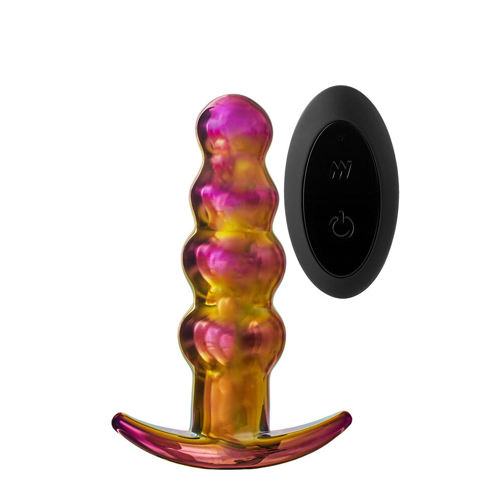 Vibrating Butt Plugs Glamour Glass Remote Control Beaded Butt Plug   