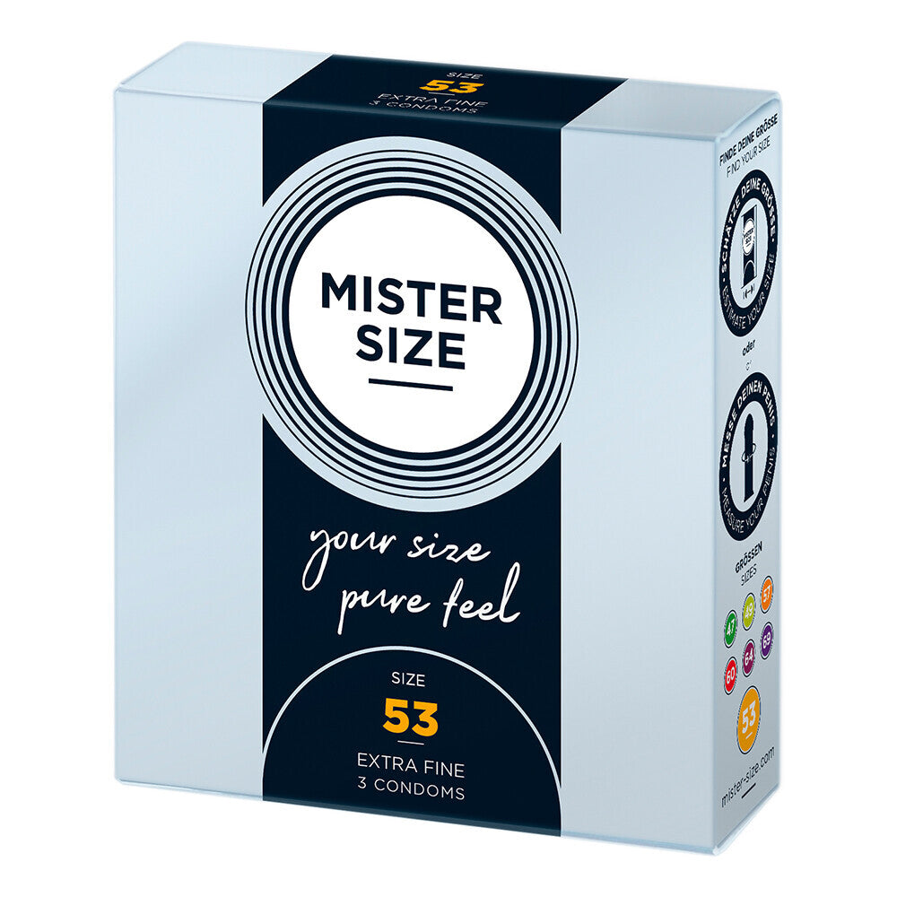 > Condoms > Natural and Regular Mister Size 53mm Your Size Pure Feel Condoms 3 Pack   