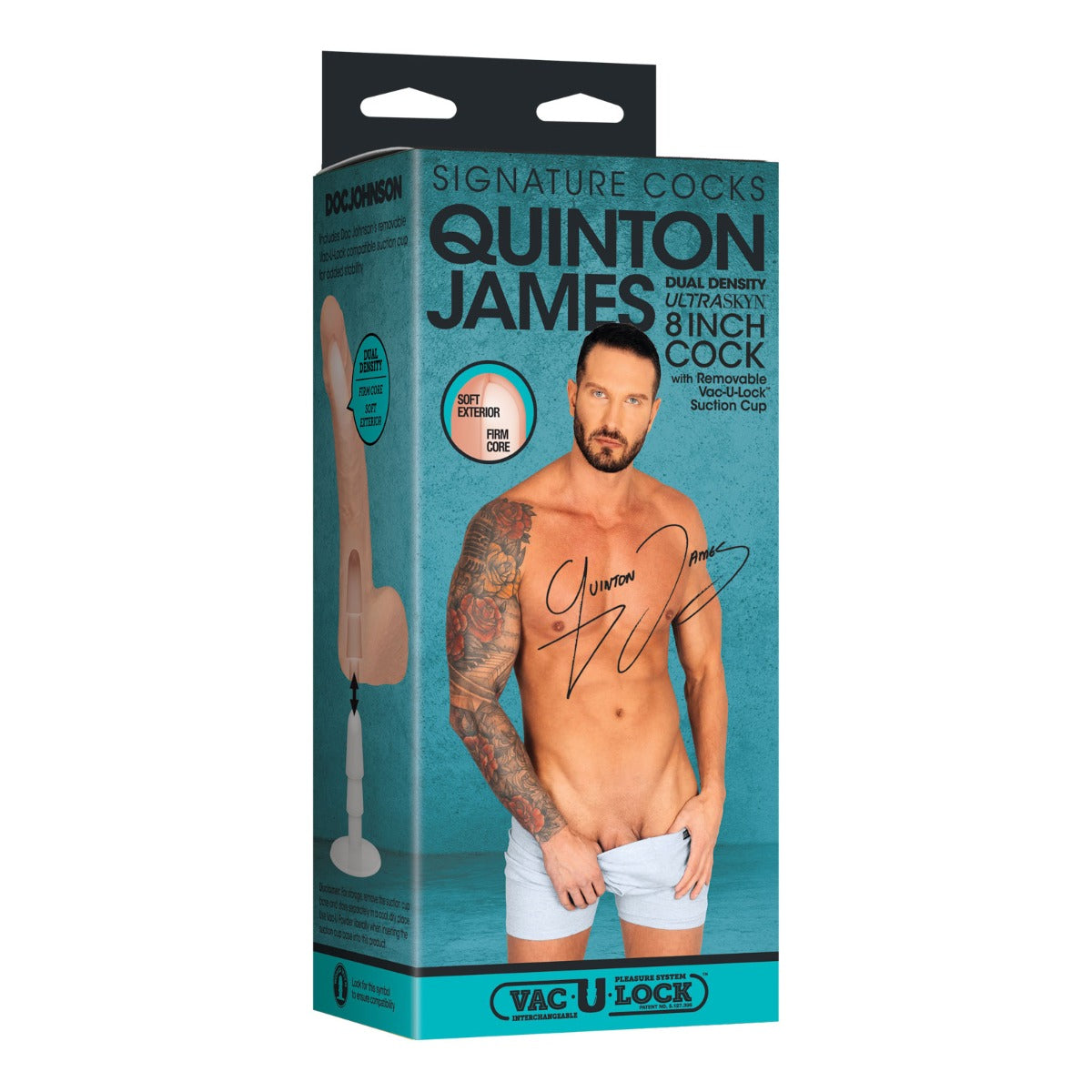 Suction Base Dildos Signature Cocks - Quinton James - 8 Inch ULTRASKYN Cock with Removable Vac-U-Lock Suction Cup   