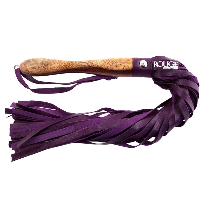 > Bondage Gear > Whips Rouge Garments Wooden Handled Purple Leather Flogger   