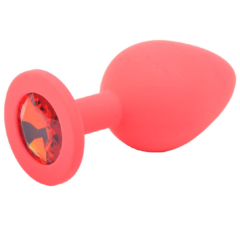 > Anal Range > Jewel Butt Plugs Medium Red Jewelled Silicone Butt Plug   