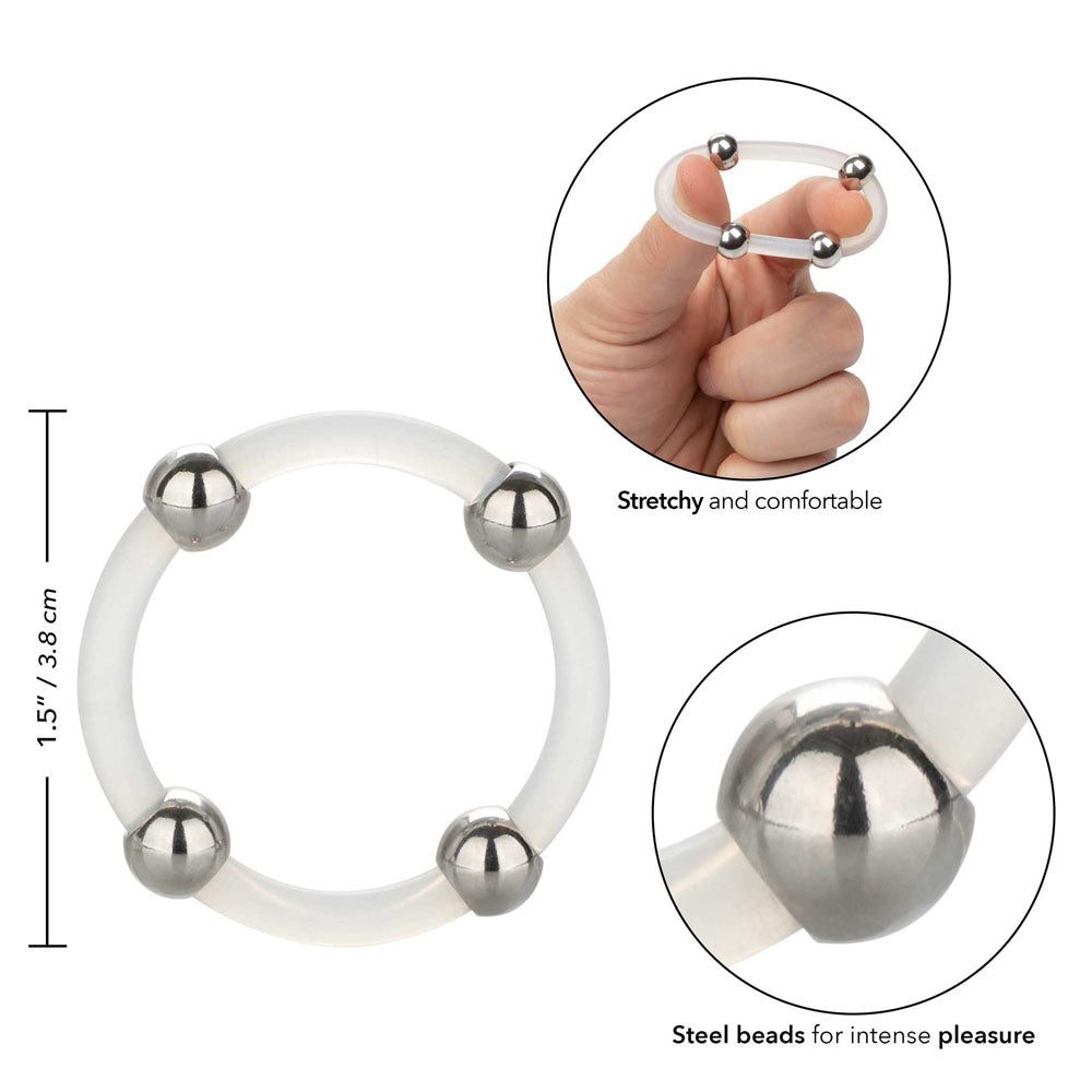 > Sex Toys For Men > Love Rings Steel Beaded Silicone Cock Ring XL   
