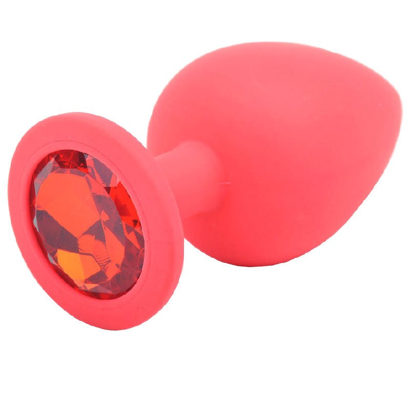 > Anal Range > Jewel Butt Plugs Large Red Jewelled Silicone Butt Plug   