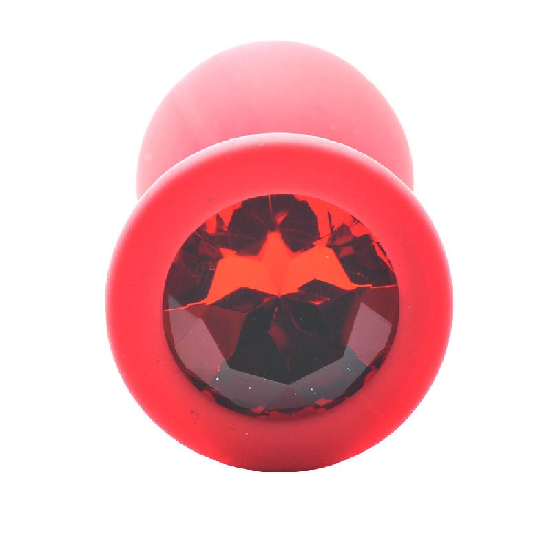 > Anal Range > Jewel Butt Plugs Large Red Jewelled Silicone Butt Plug   
