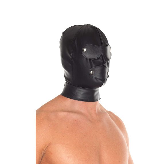 > Bondage Gear > Bondage Hoods Leather Full Face Mask With Detachable Blinkers   