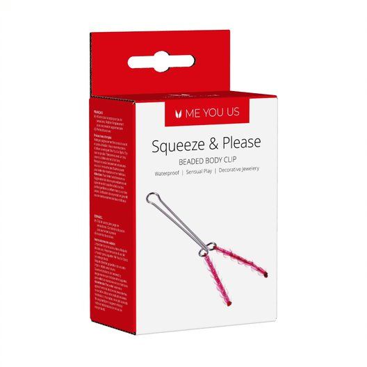 Nipple Play Me You Us Squeeze & Please Beaded Clit Clip Red   