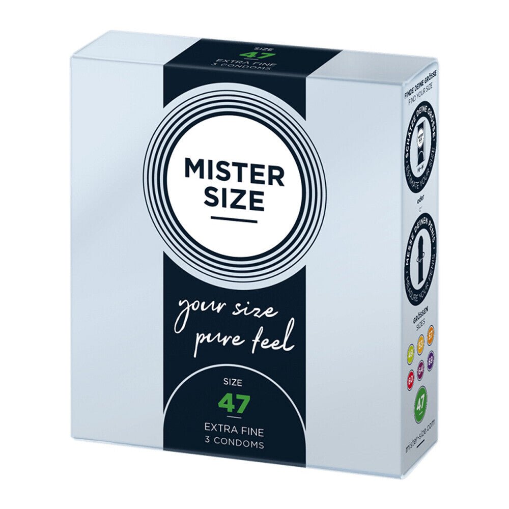 > Condoms > Natural and Regular Mister Size 47mm Your Size Pure Feel Condoms 3 Pack   