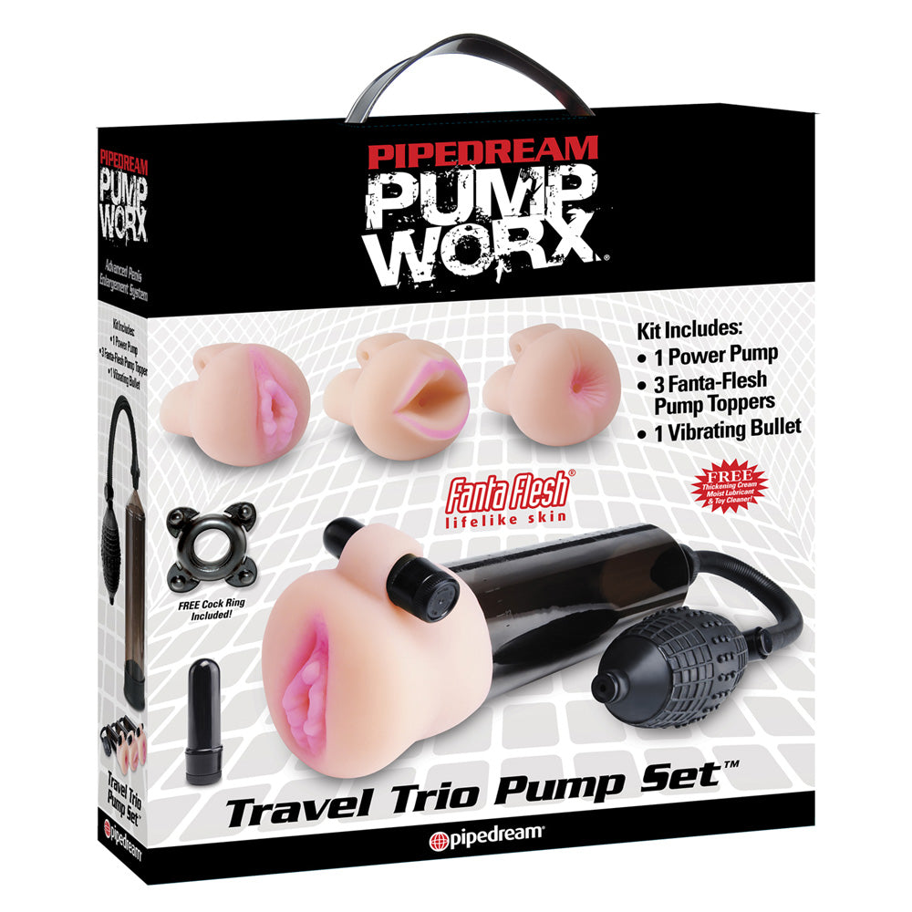 > Sex Toys For Men > Vibrating Vaginas Pump Worx Travel Trio Set Masturbator   