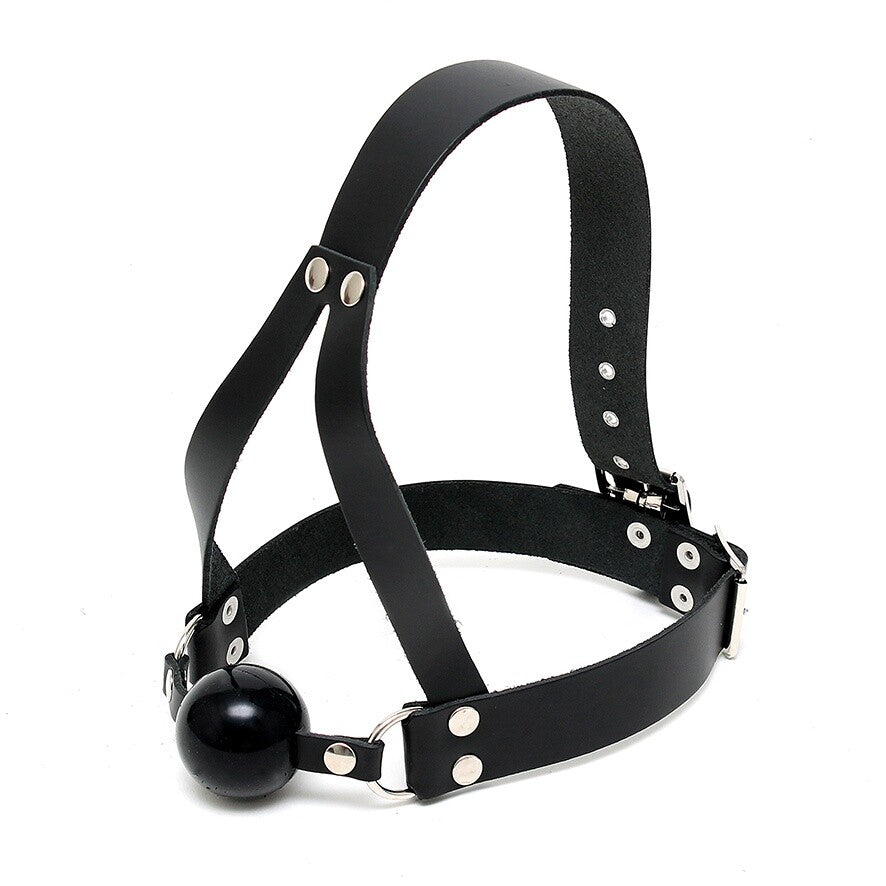 > Bondage Gear > Gags and Bits Leather Ball Gag And Head Harness   