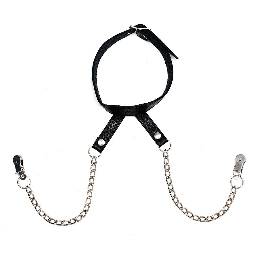 > Bondage Gear > Nipple Clamps Nipple Clamps With Neck Collar   
